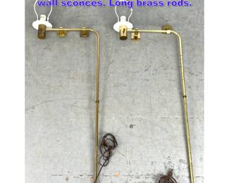 Lot 894 Pair vintage Stiffel brass Midcentury wall sconces. Long brass rods. 