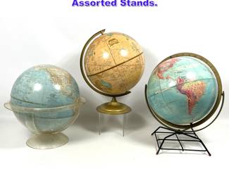 Lot 1292 3 Vintage World Globes. Assorted Stands.