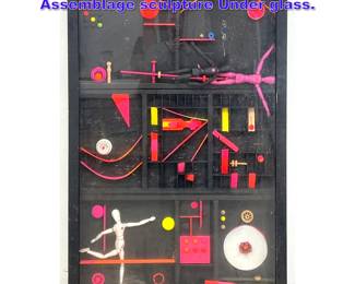 Lot 968 Large Jerry Siano Mixed Media Assemblage sculpture Under glass. 
