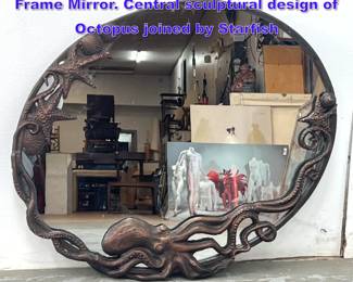 Lot 1216 SAN PACIFIC INT L Sea Creature Frame Mirror. Central sculptural design of Octopus joined by Starfish