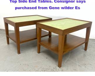 Lot 1231 Pair Tommi Parzinger Style Leather Top Side End Tables. Consignor says purchased from Gene wilder Es