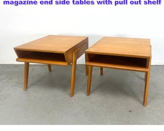 Lot 1235 Pair John Keal for Brown Saltman magazine end side tables with pull out shelf