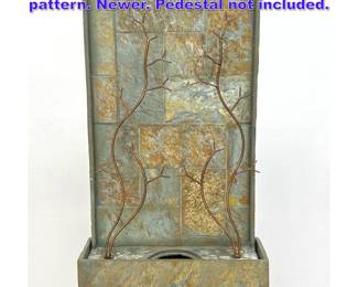 Lot 955 Faux Slate Fountain. Decorative tree pattern. Newer. Pedestal not included.