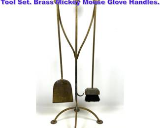 Lot 902 Brass Mickey Mouse Glove Fireplace Tool Set. Brass Mickey Mouse Glove Handles. 