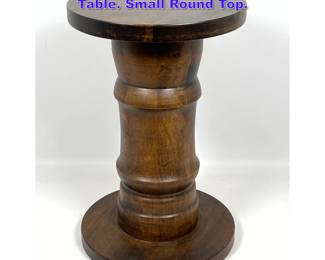 Lot 826 Dark Stained Wood Pedestal Side Table. Small Round Top. 