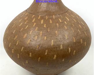 Lot 753 Large Studio Pottery Earthen Vase. Decorated. 