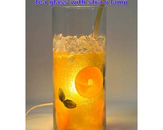 Lot 1047 Pop Art Table Accent Lamp. Iced tea glass with straw lamp