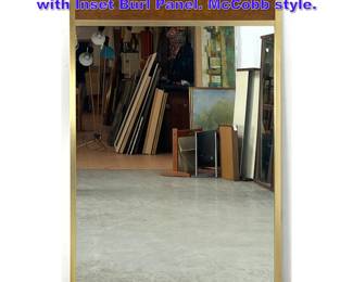 Lot 1095 Mid Century Modern Wall Mirror with Inset Burl Panel. McCobb style. 