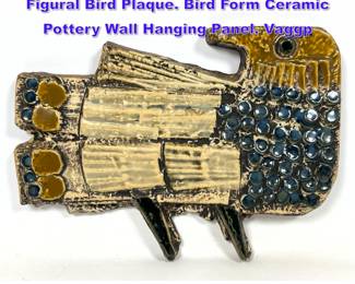 Lot 849 LISA LARSON for GUSTAVSBERG Figural Bird Plaque. Bird Form Ceramic Pottery Wall Hanging Panel. Vaggp