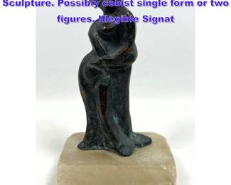 Lot 863 Cast Bronze Abstract Figural Sculpture. Possibly cubist single form or two figures. Illegible Signat