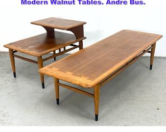 Lot 1251 2pcs LANE Acclaim American Modern Walnut Tables. Andre Bus. 
