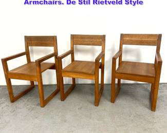 Lot 1136 Set 3 Mid Century Swivel Back Oak Armchairs. De Stil Rietveld Style 