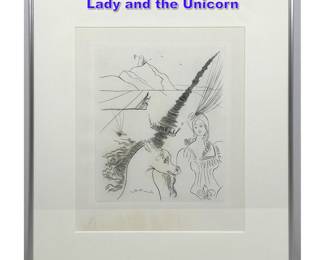 Lot 714 Salvador Dali Etching Print. The Lady and the Unicorn