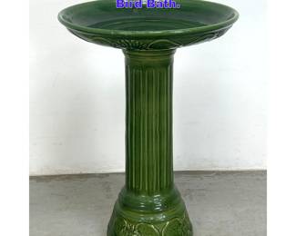Lot 1145 USA Green Glazed Pottery Bird Bath. 