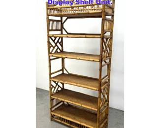 Lot 1275 Tall Rattan Bamboo Etagere Display Shelf Unit. 