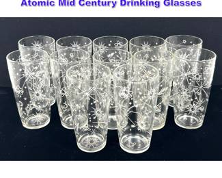 Lot 1317 Set 12 pcs 50s Vintage Space Age Atomic Mid Century Drinking Glasses 