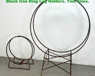 Lot 1549 2pc Mid Century Modern Sculptural Black Iron Ring Log Holders. Two Sizes. 