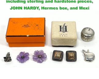 Lot 1695 Group of jewelry and boxes including sterling and hardstone pieces, JOHN HARDY, Hermes box, and Mexi