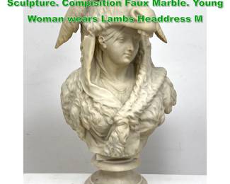 Lot 1580 Sculpture After Fausto Biggi Sculpture. Compisition Faux Marble. Young Woman wears Lambs Headdress M