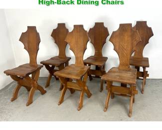 Lot 1447 Set 6 Belgium Sculptural Brutalist HighBack Dining Chairs
