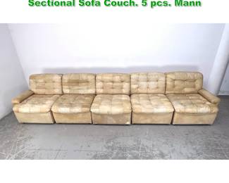 Lot 1530 Vintage Leather Patchwork Sectional Sofa Couch. 5 pcs. Mann