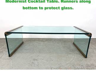 Lot 1486 After Pace Glass Brass Trim Modernist Cocktail Table. Runners along bottom to protect glass. 
