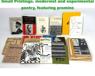 Lot 1859 Large Lot Poetry Books and And Small Printings. modernist and experimental poetry, featuring promine