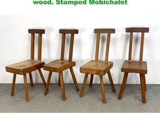 Lot 1488 Set of 4 Mobil chalet chairs. Solid wood. Stamped Mobichalet