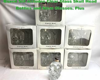 Lot 1964 7 Sets CRYSTAL HEAD Vodka. Boxed Set includes Clear Glass Skull Head Bottles and Stem Glasses. Plus 
