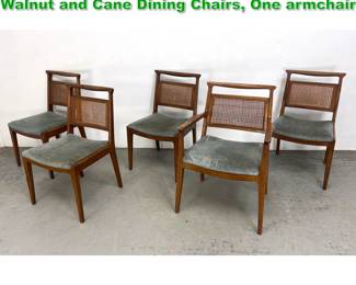 Lot 1522 5 Mount Airy Janus Mid Century Walnut and Cane Dining Chairs, One armchair 