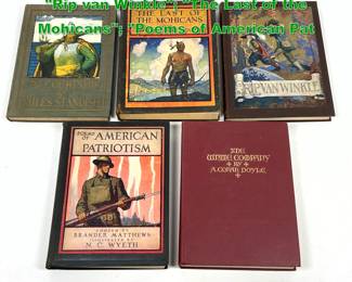 Lot 1811 5 N.C. WYETH Illustrated Books. Rip van Winkle The Last of the Mohicans Poems of American Pat