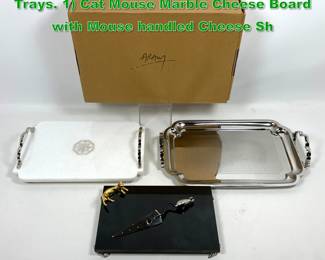 Lot 1867 3 MICHAEL ARAM Designer Serving Trays. 1 Cat Mouse Marble Cheese Board with Mouse handled Cheese Sh