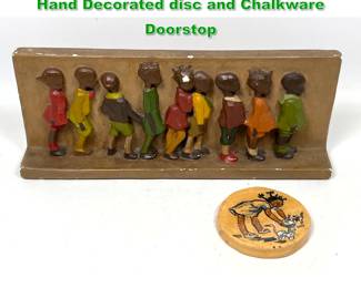 Lot 1918 Vintage Americana Blackamore Hand Decorated disc and Chalkware Doorstop 