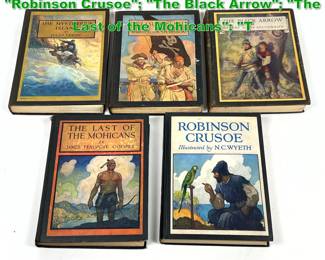 Lot 1812 5 N.C. WYETH Illustrated Books. Robinson Crusoe The Black Arrow The Last of the Mohicans T