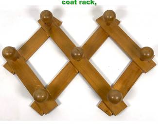 Lot 1445 Danish pine wood accordionstyle coat rack,