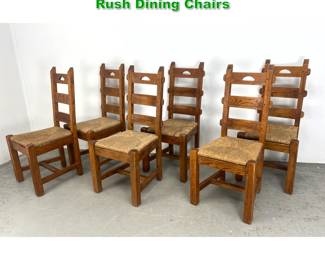 Lot 1454 Set of 6 Tall Back French Oak and Rush Dining Chairs