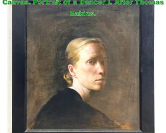 Lot 1632 Signed Heid Portrait Painting on Canvas. Portrait of a Dancer I. After Thomas Eakins. 