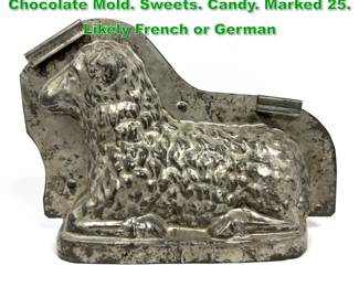 Lot 1929 Vintage 2 Part Sitting Lamb Sheep Chocolate Mold. Sweets. Candy. Marked 25. Likely French or German