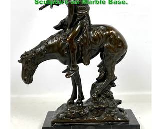 Lot 1612 Copper Clad End of The Trail Sculpture on Marble Base. 