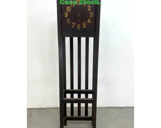 Lot 1491 Vintage Arts and Crafts Oak Tall Case Clock.