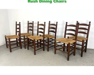 Lot 1468 Set 6 French Primitive Wood and Rush Dining Chairs