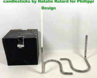 Lot 1857 Pair German Stainless Steel candlesticks by Natalie Rutard for Phillippi Design