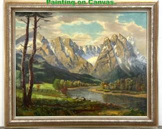 Lot 1637 Large F BERGER Signed Landscape Painting on Canvas. 