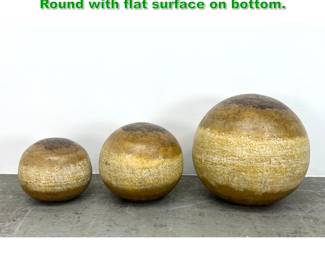 Lot 1533 3pc Terra Cotta Pottery Balls. Round with flat surface on bottom.