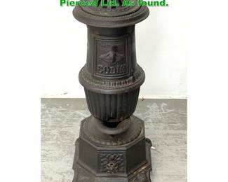 Lot 1555 GODIN French Cast Iron Stove. Pierced Lid. As found. 