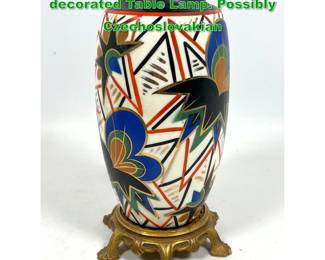 Lot 1624 Art Deco Stylized Geometric decorated Table Lamp. Possibly Czechoslovakian