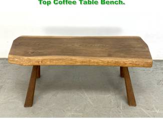 Lot 1413 Brutalist French solid Wood Plank Top Coffee Table Bench. 