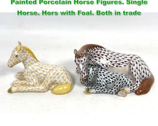 Lot 1746 2pc HEREND Hungary Hand Painted Porcelain Horse Figures. Single Horse. Hors with Foal. Both in trade