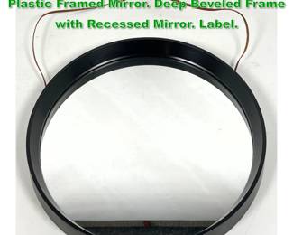 Lot 1838 TERMOTEX Danish Modern Black Plastic Framed Mirror. Deep Beveled Frame with Recessed Mirror. Label. 