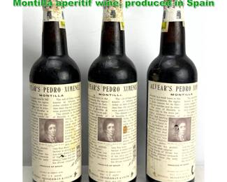Lot 1966 3 Bottles. Alvear s Pedro Ximenez Montilla aperitif wine, produced in Spain